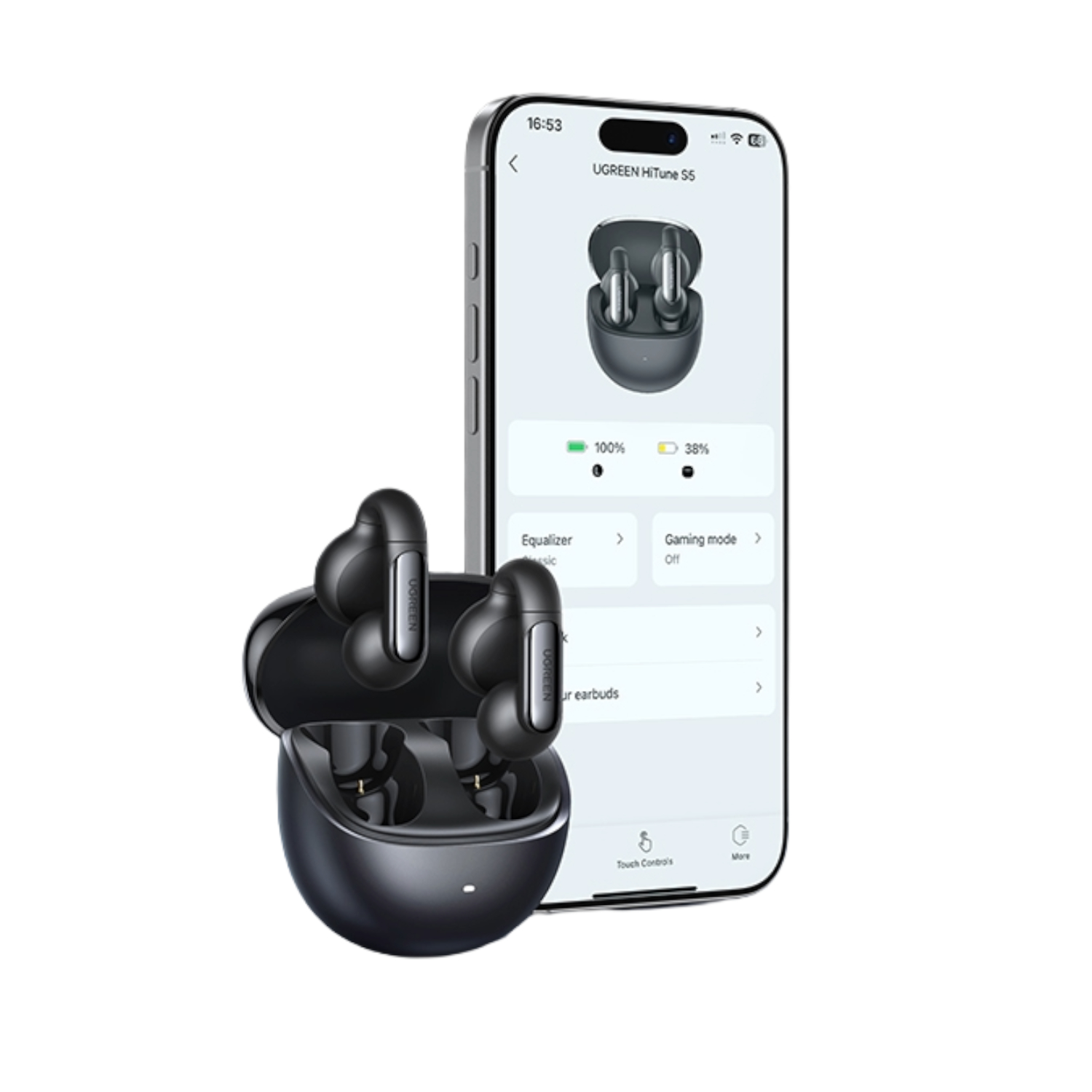 UGreen HiTune S5 Open-Ear TWS Earbuds–Black - Image 2
