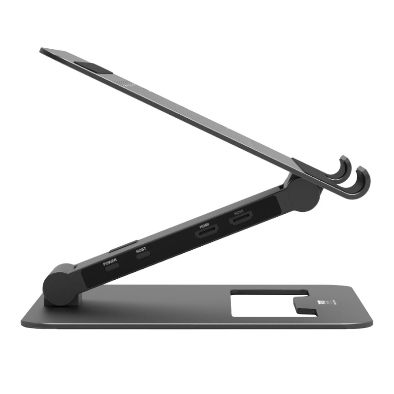 Port Connect Adjustable Stand + Dock Type-C to 1 x RJ45|2 x USB3.1 Gen1|2 x HDMI 4k@60Hz|1 x Type-C|PD85W|SDand Micro SD Reader - Image 2