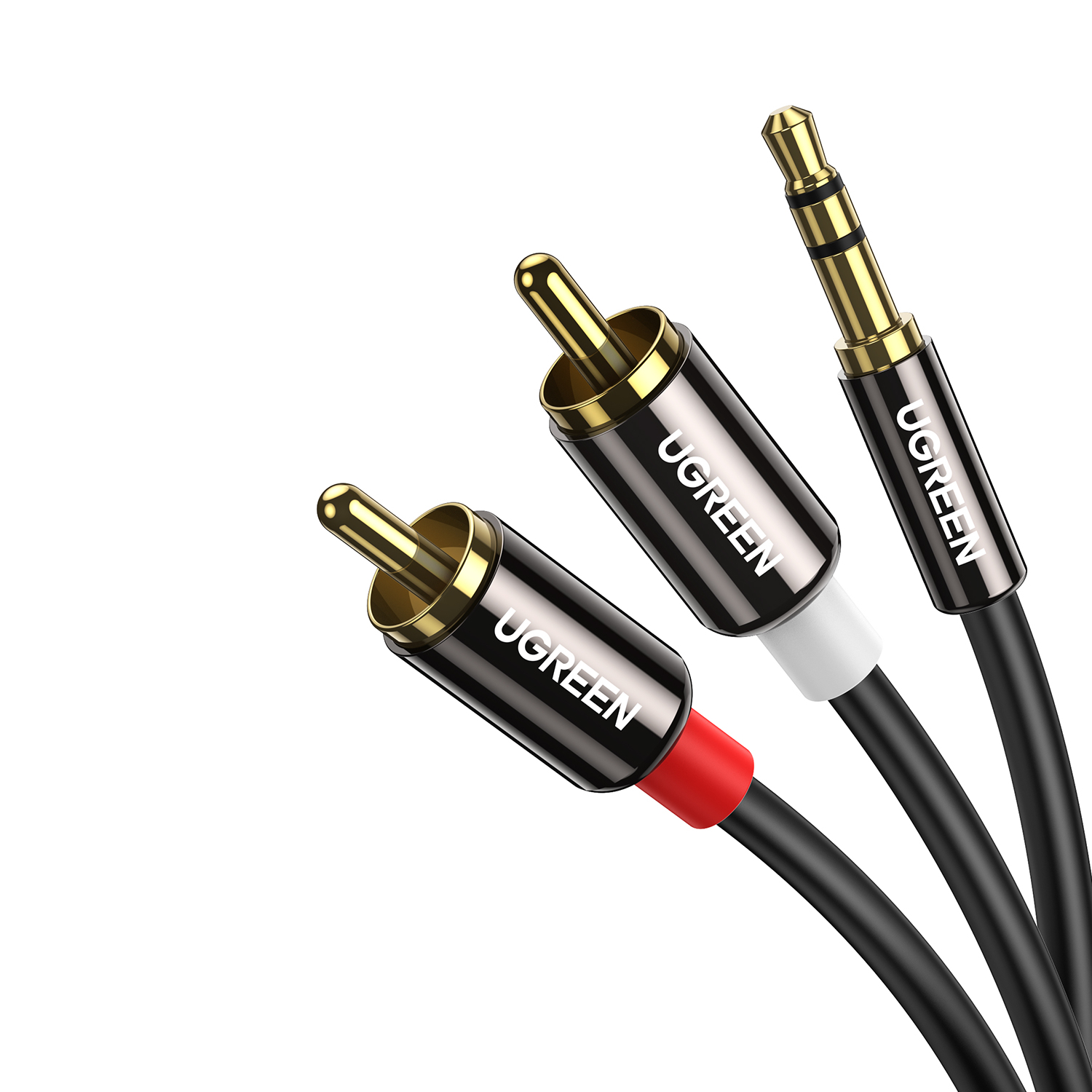UGreen AV116 RCA to AUX 3.5mm Audio Cable 2M - Black - Image 2