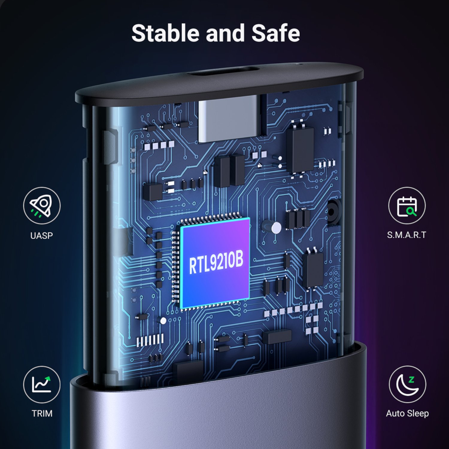 UGREEN CM400-90264 M.2 NVME/SATA SSD Enclosure (10Gbps) - Silver - Image 2