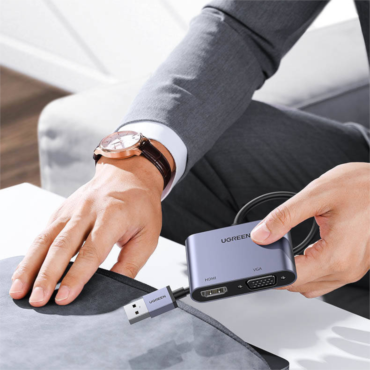 UGreen CM449 USB-A to HDMI + VGA 1080P Display Adapter - Image 2