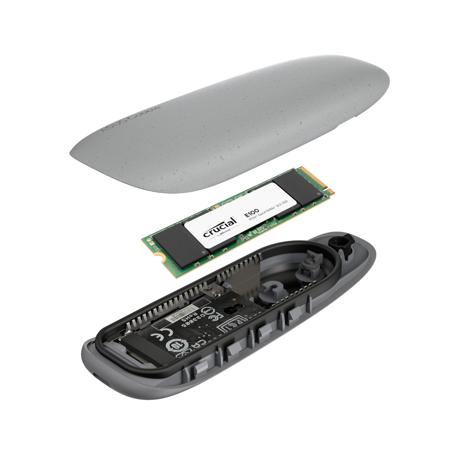 Asus Cobble M.2 SSD Type-C Enclosure and Crucial E100 1TB NVMe Bundle - Grey - Image 2