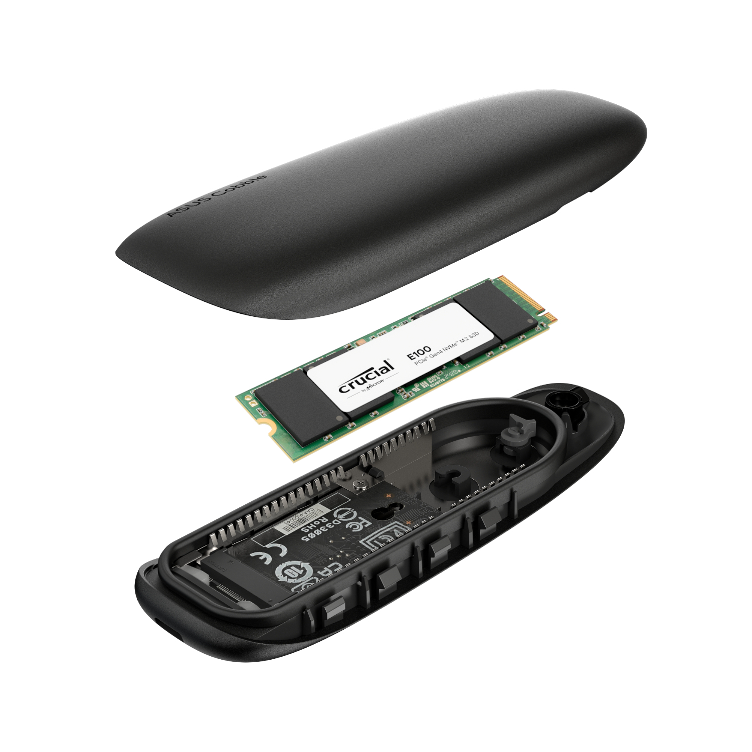 Asus Cobble M.2 SSD Type-C Enclosure and Crucial E100 2TB NVMe Bundle - Black - Image 2