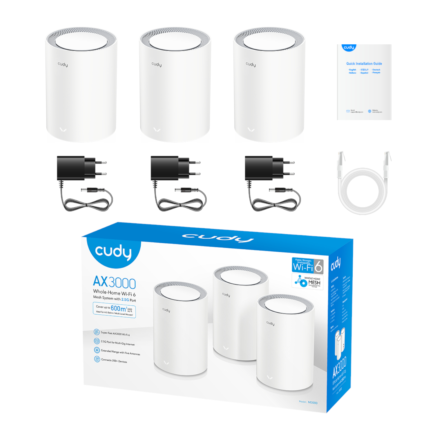 Cudy AX3000 Wi-Fi 6 Mesh Kit 3 Pack - White - Image 2