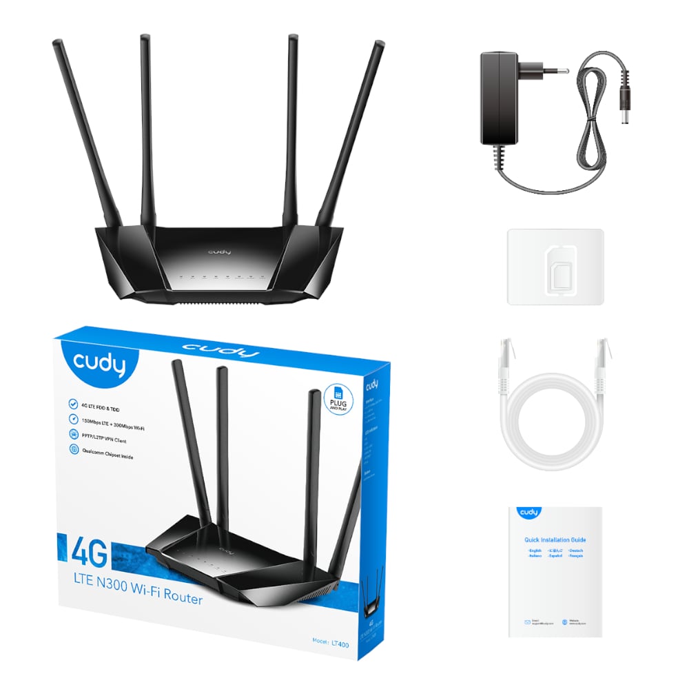 Cudy LT400 4G LTE N300 300Mbps Wi-Fi Router - Image 2
