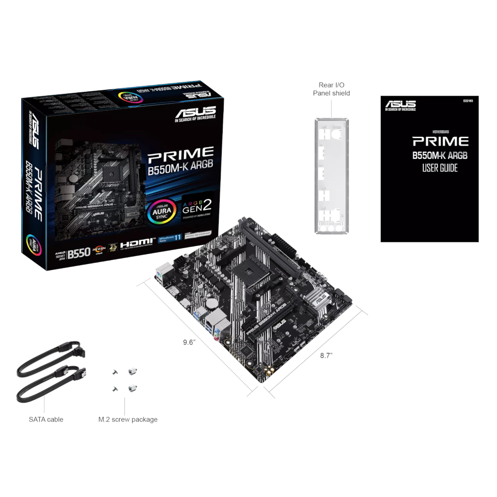 Asus PRIME B550M-K ARGB AM4 M-ATX Motherboard - Image 2