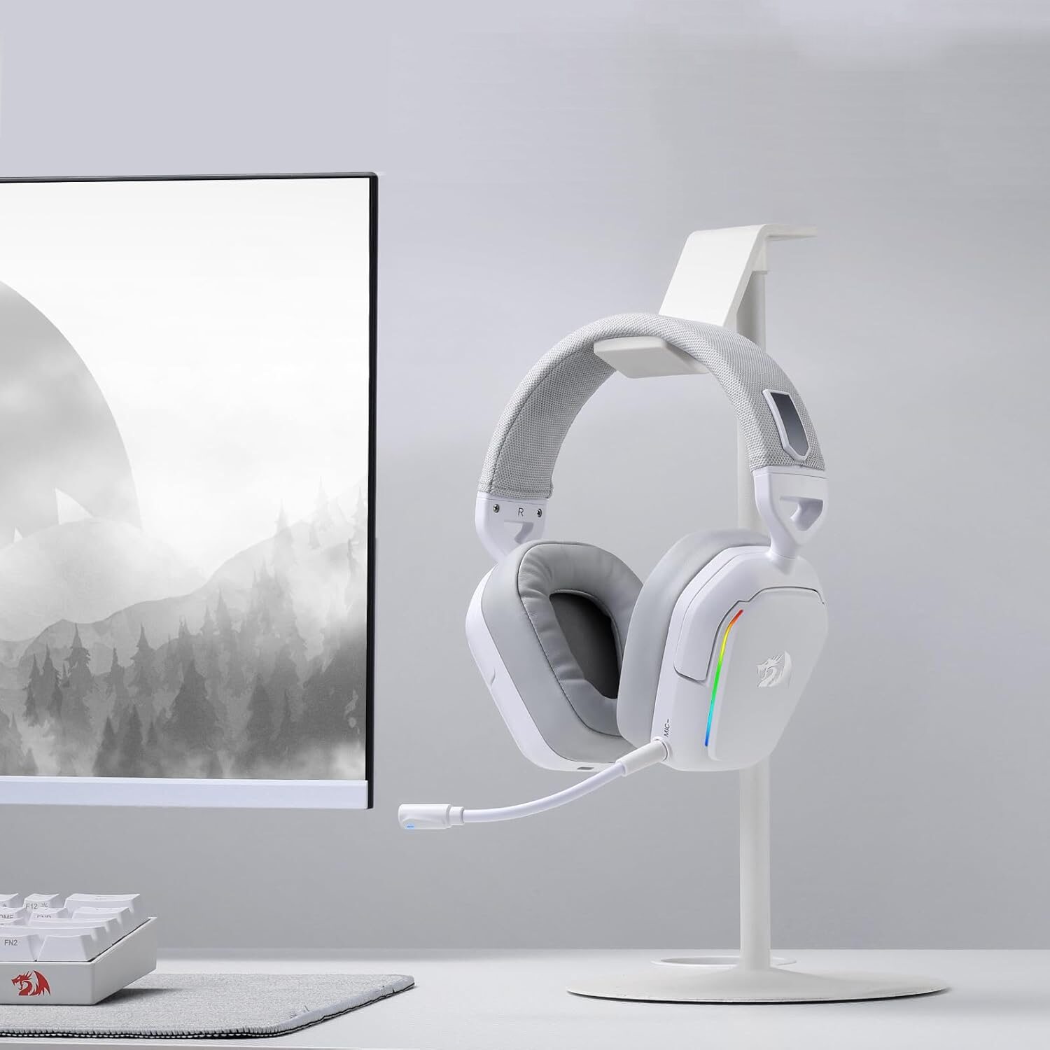 Redragon H868 RGB Wireless Gaming Headset - White - Image 2