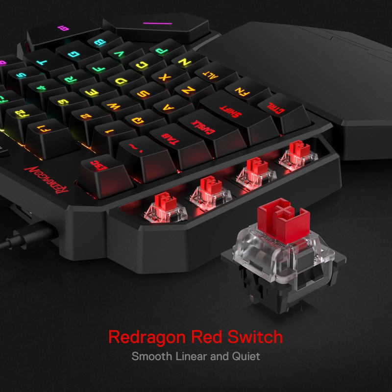 REDRAGON Diti Elite Pro One-Handed RGB Wireless Mechanical Gaming Keyboard - Black - Image 2