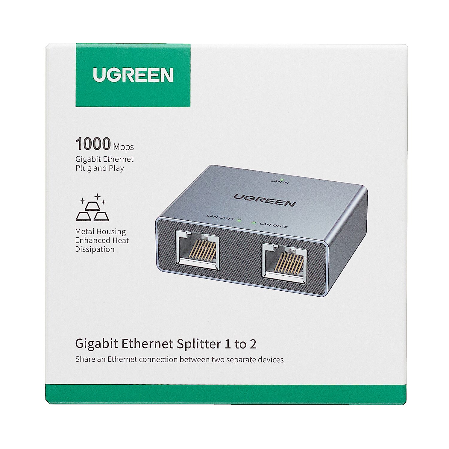 UGREEN 1-to-2 Gigabit Ethernet Splitter, 1000Mbps LAN Network Adapter - Image 2